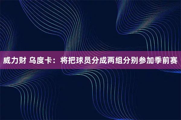 威力财 乌度卡：将把球员分成两组分别参加季前赛